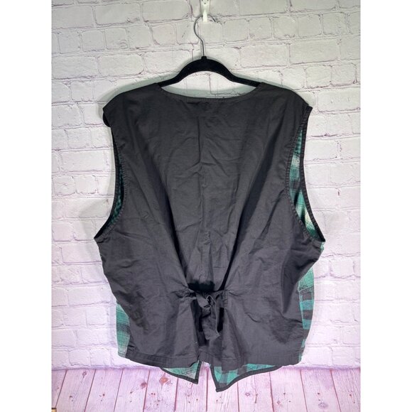 Vintage Khazana Womens Green Black Plaid Patchwork Sleeveless Button-Up Vest - Picture 4 of 10